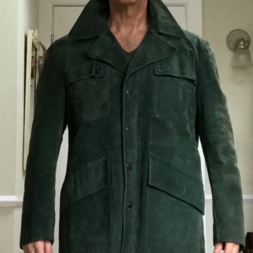 Men's 100% Green Suede Overcoat